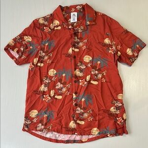 Disney Mickey and Minnie Tropical Aloha Button Up Shirt